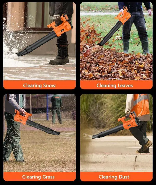 Alt view image 7 of 7 - _Mega Brand Leaf Blower Cordless with 2 3.0Ah Battery and Charger, 580CFM/160MPH Electric Leaf Blower with 6 Speed Modes, Cruise Control, Blowers for Lawn Care, Patios, Blowing Leaves and Dusts