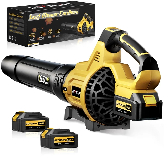 Main image of Leaf Blower Cordless, 650CFM & 3 Speed Levels, Electric Cordless Leaf Blower with 2 * 5.0Ah Battery Powered, Blowers for Lawn Care, Yard, Blowing Leaves, Dust, Snow
