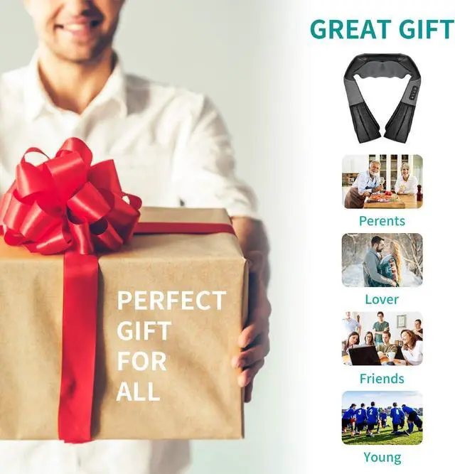 Alt view image 4 of 7 - Neck Massager for Pain Relief Deep Tissue, FSA Eligible Shiatsu Neck Back Massager with Heat, HSA Massage Tools for Shoulder Trapezius Waist Leg Muscle, Relaxation Gifts for Men Women Dad Mom