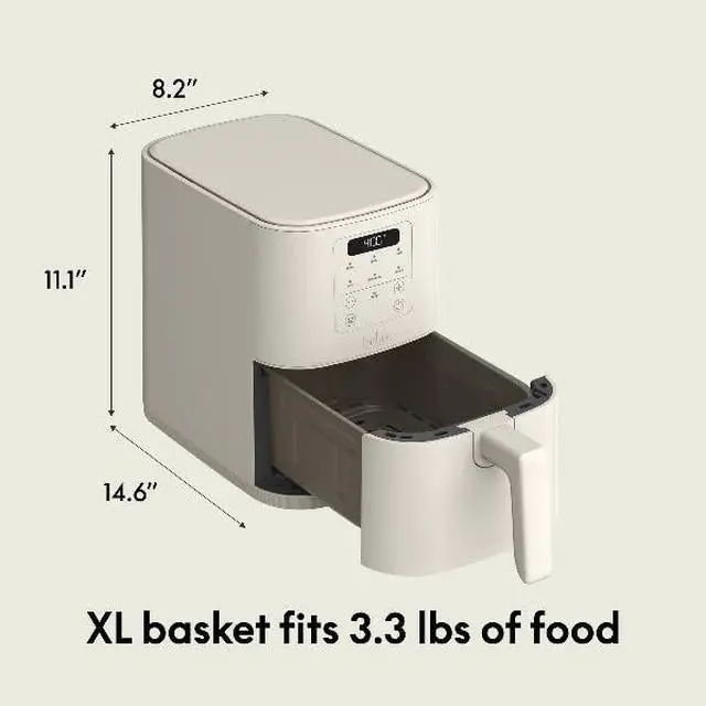 Alt view image 6 of 7 - _Mega Brand 4Qt Slim Air Fryer, Fits-anywhere Kitchenware, EverGood Ceramic Nonstick Coating, Adjustable Temperature, 6 Preset Cooking Options, 60 Min Auto Shutoff w Audible Tone, 3.3lb Capacity,