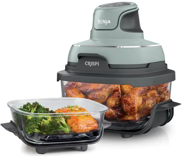 Main image of _Mega Brand Crispi Air Fryer, Microwave, Freezer & Dishwasher Safe, Non Toxic Glass Portable Cooking System, 4 QT & 6 Cup Glass Containers with Storage Lids, Easy Meals, Air Fry, Bake, Green, FN101SG