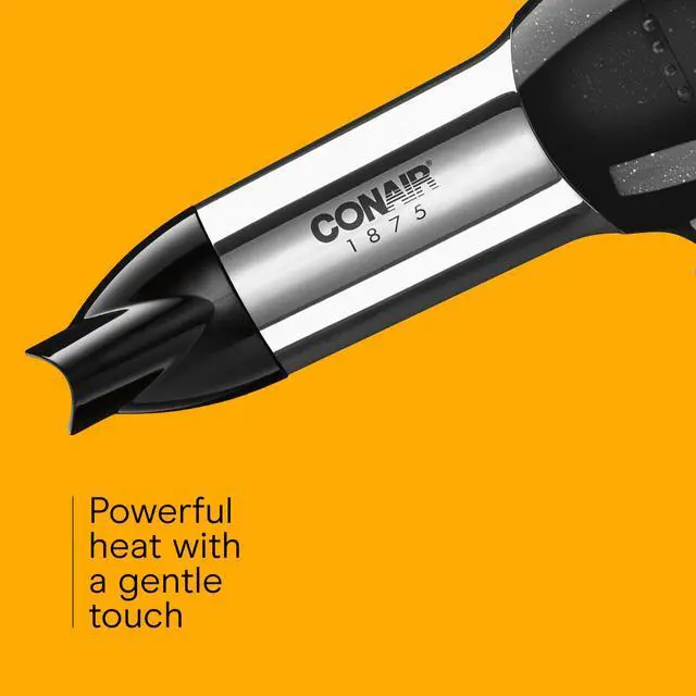 Alt view image 4 of 6 - _Mega Brand Hair Dryer, 1875W Full-Size Hair Dryer with Ionic Conditioning, Blow Dryer, Tourmaline Ceramic Technology for Quick Drying, Black/Chrome