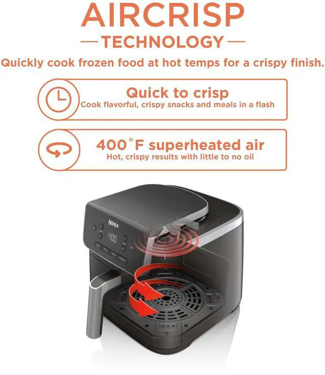Alt view image 2 of 7 - _Mega Brand | Air Fryer | 4-in-1 Pro Air Fry, Roast, Reheat, Dehydrate | 5QT Capacity fits up to 4lbs of French Fries | 400F Max Temp | Nonstick Basket & Crisper Plate | 120V | Grey | AF141