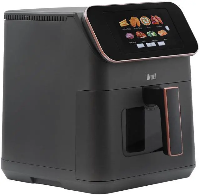 Alt view image 3 of 6 - _Mega Brand Touch IQ Matte Grey 7 Quart Air Fryer with High-Resolution Touch Screen, 200+ Recipes, 12 Food Categories, 3 Portion Sizes, PFAS-Free, and Multilingual for Cooking and Kitchen Gift
