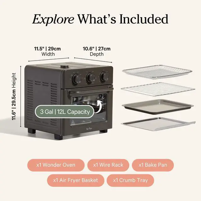 Alt view image 6 of 6 - _Mega Brand  Wonder Oven | 6-in-1 Air Fryer & Toaster Oven with Steam Infusion | Compact, Countertop Friendly, Fast Preheat, Multifunctional | Air Fry, Toast, Roast, Bake, Reheat & Broil | Char