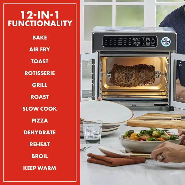 Alt view image 2 of 7 - _Mega Brand  Extra Large French Door Air Fryer Toaster Oven Combo, 24 Cooking Functions and Digital Controls, 7 Accessories Included, Stainless Steel Finish, 26QT Capacity