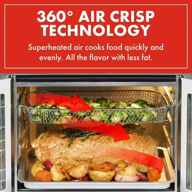 Alt view image 3 of 7 - _Mega Brand  Extra Large French Door Air Fryer Toaster Oven Combo, 24 Cooking Functions and Digital Controls, 7 Accessories Included, Stainless Steel Finish, 26QT Capacity