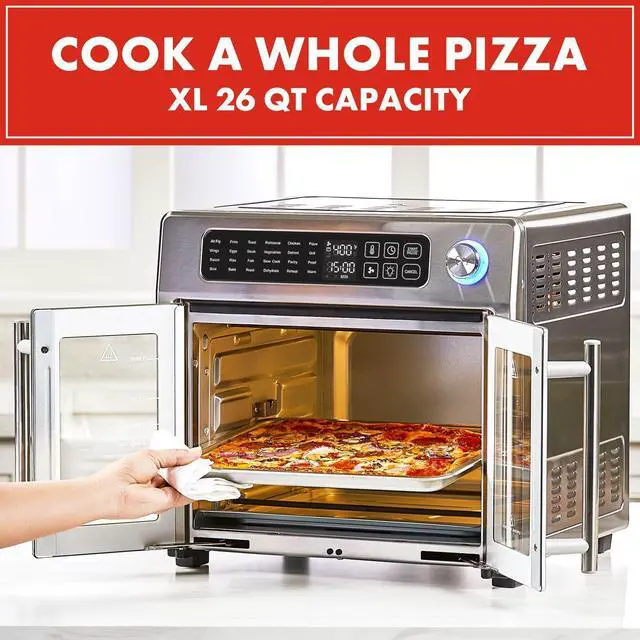 Alt view image 5 of 7 - _Mega Brand  Extra Large French Door Air Fryer Toaster Oven Combo, 24 Cooking Functions and Digital Controls, 7 Accessories Included, Stainless Steel Finish, 26QT Capacity
