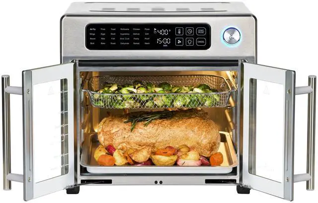 Alt view image 7 of 7 - _Mega Brand  Extra Large French Door Air Fryer Toaster Oven Combo, 24 Cooking Functions and Digital Controls, 7 Accessories Included, Stainless Steel Finish, 26QT Capacity