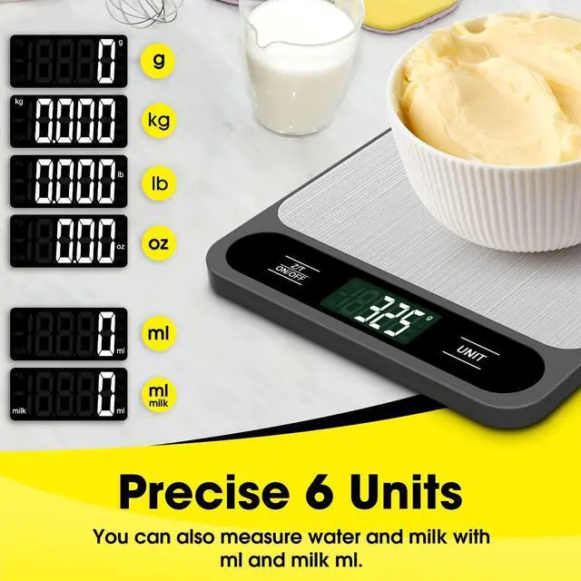 Alt view image 5 of 7 - _Mega Brand  Food Scale, 10kg/22lb Digital Kitchen Scale Weight Grams and Ounces for Baking Cooking Coffee Package Postage, 6 Units with Tare Function, LCD Display, Easy Clean Stainless Steel
