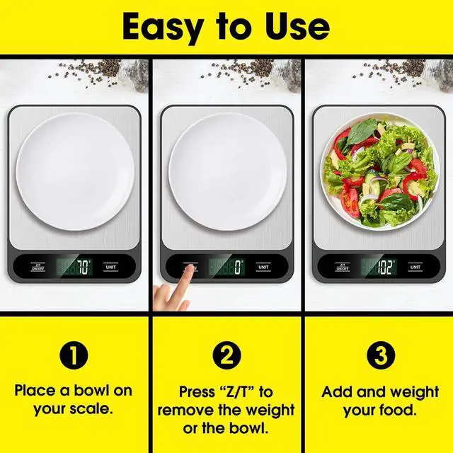 Alt view image 7 of 7 - _Mega Brand  Food Scale, 10kg/22lb Digital Kitchen Scale Weight Grams and Ounces for Baking Cooking Coffee Package Postage, 6 Units with Tare Function, LCD Display, Easy Clean Stainless Steel
