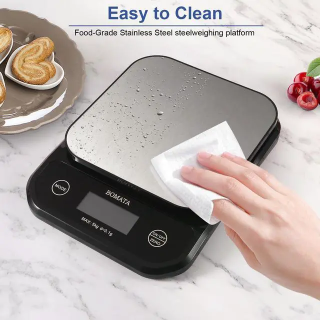 Alt view image 6 of 7 - _Mega Brand Waterproof Kitchen Scale, 0.1g/0.01oz High Precision, 5kg/11lb, Washable, USB Rechargeable, Digital Scale for Food,Cooking, Baking, Weight Loss