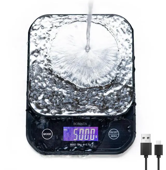 Main image of _Mega Brand Waterproof Kitchen Scale, 0.1g/0.01oz High Precision, 5kg/11lb, Washable, USB Rechargeable, Digital Scale for Food,Cooking, Baking, Weight Loss