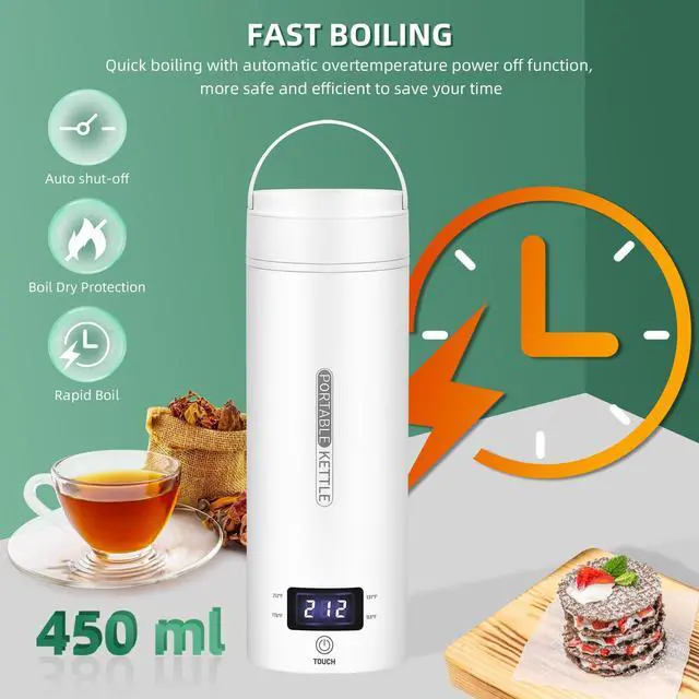 Alt view image 3 of 6 - _Mega Brand Travel Electric Kettle Portable Small Mini Tea Coffee Kettle Water Boiler, Water Heater with 4 Temperature Control,304 Stainless Steel with Auto Shut-Off & Boil Dry Protection, BPA-Free
