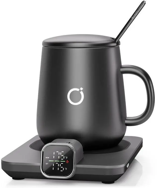 Main image of Coffee Mug Warmer & iKago Mug Set, Accurate Temperature Control Smart Heated Mug for Desk, Electric Coffee Warmer with Auto Shut Off & Real-Time Temp Display, Gifts for Men Women, 15oz Ceramic Mug