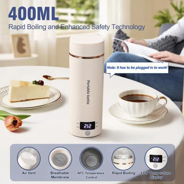 Alt view image 3 of 7 - _Mega Brand  Electric Kettle Portable Mini Kettle,Small Hot Water Boiler with 4 Temperature Settings,304 Stainless Steel,Fast Boiling Water with Auto Shut-Off and Boil Dry Protection,400ml