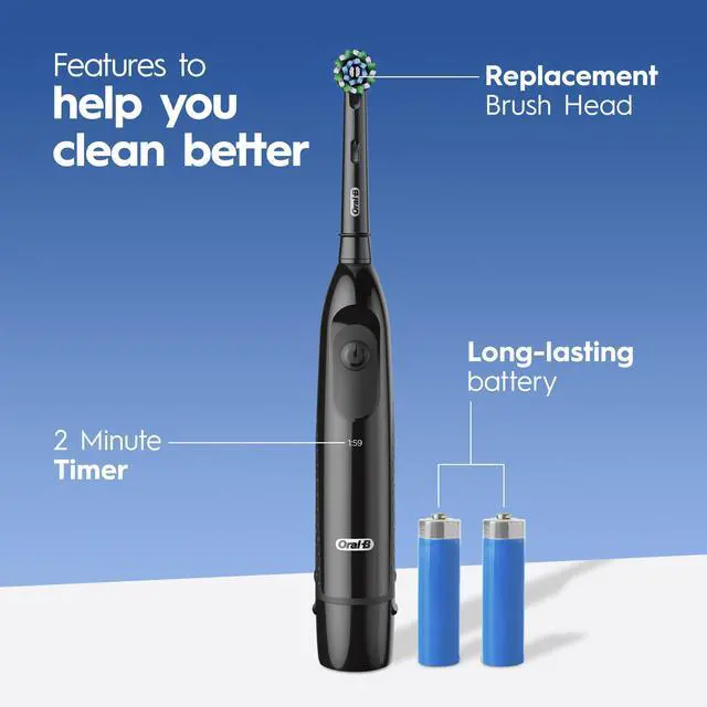 Alt view image 2 of 7 - _Mega Brand Pro 100 CrossAction, Battery Powered Toothbrush, Black, 1 Count (Pack of 1)