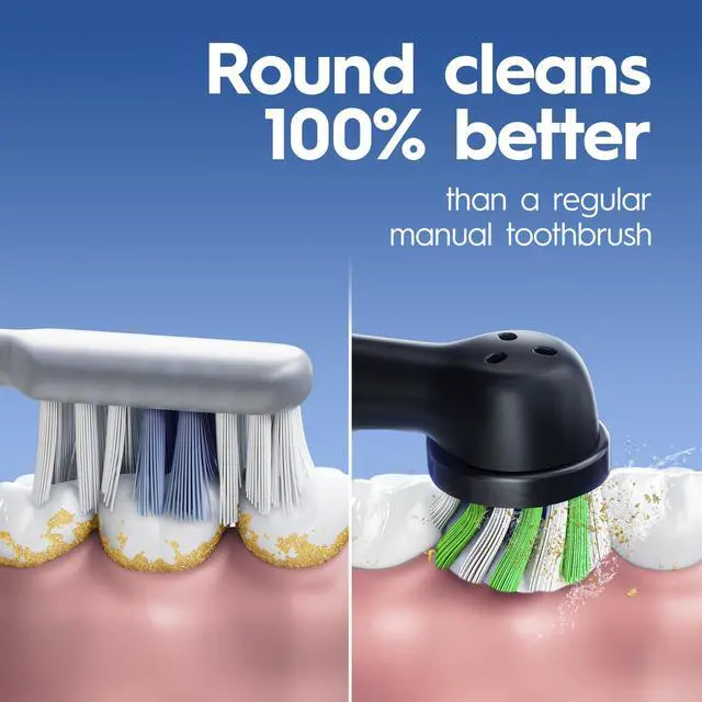 Alt view image 3 of 7 - _Mega Brand Pro 100 CrossAction, Battery Powered Toothbrush, Black, 1 Count (Pack of 1)