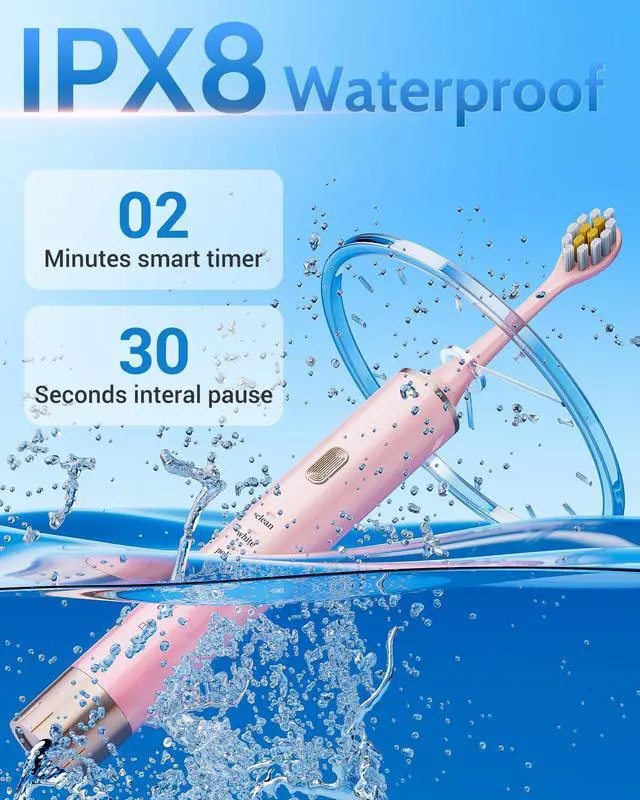 Alt view image 5 of 7 - _Mega Brand Black & Pink Electric Toothbrush for Adults, 2 Pack ToothbrushUSB Rechargeable Sonic Toothbrush with 12 Brush Heads, Smart Timer, 6 Modes, 2-Hour Fast Charge Last 30 Days