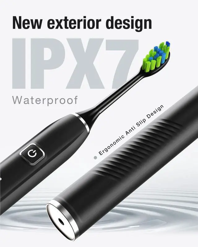Alt view image 4 of 7 - _Mega Brand Sonic Electric Toothbrush with 6 Brush Heads for Adults&Kids, One Charge for 120 Days, Wireless Fast Charge, 5 Modes, 40000VPM Powered Toothbrush, 2 Minutes Built in Smart Timer (Black)