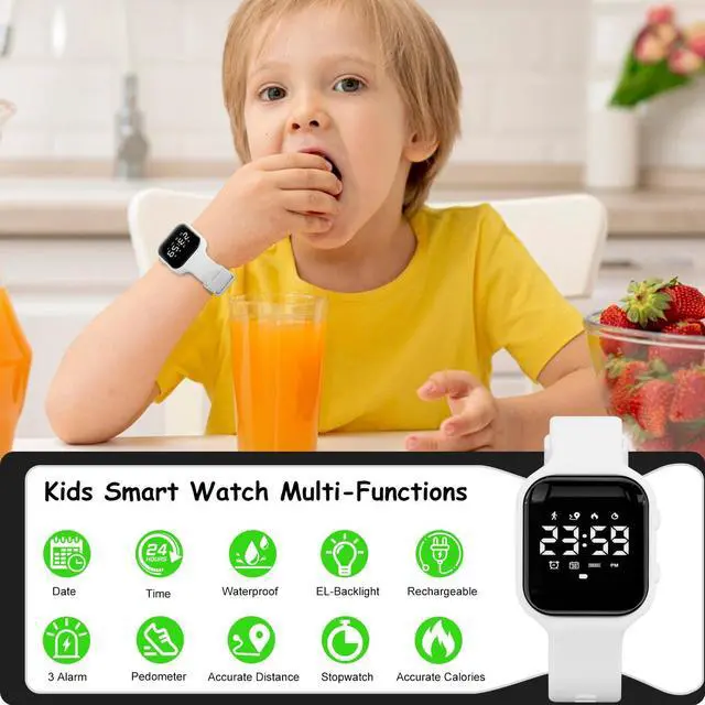 Alt view image 5 of 7 - _Mega Brand  Kids Digital Sport Watches with Fitness Tracker, Alarm Clock, Stopwatch, No App Waterproof Birthday Gifts for Girls and Boys Ages 4-12 in White