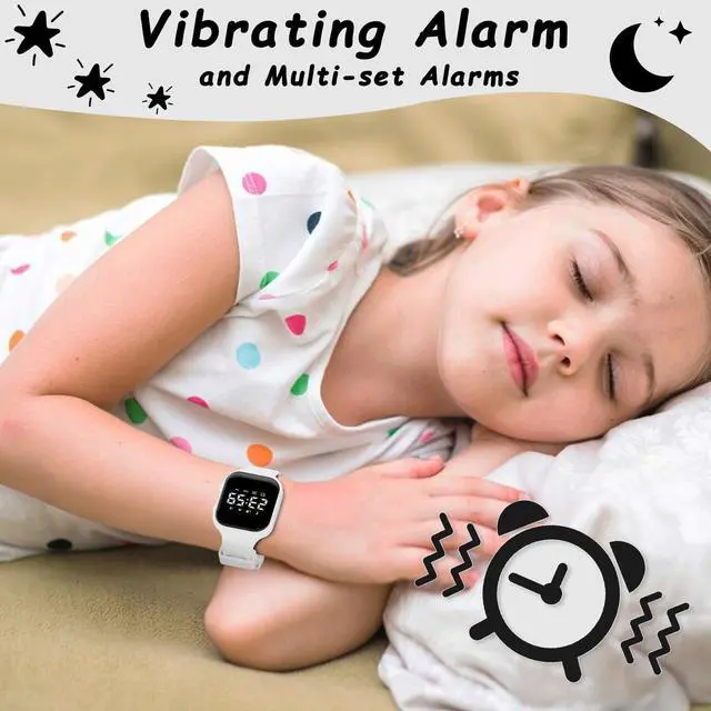 Alt view image 6 of 7 - _Mega Brand  Kids Digital Sport Watches with Fitness Tracker, Alarm Clock, Stopwatch, No App Waterproof Birthday Gifts for Girls and Boys Ages 4-12 in White