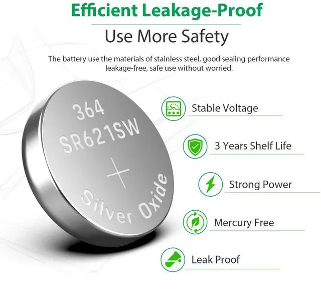 Alt view image 5 of 7 - LiCB 20 Pack SR621SW 364 164 363 AG1 Battery 1.5V Button Cell Watch Batteries