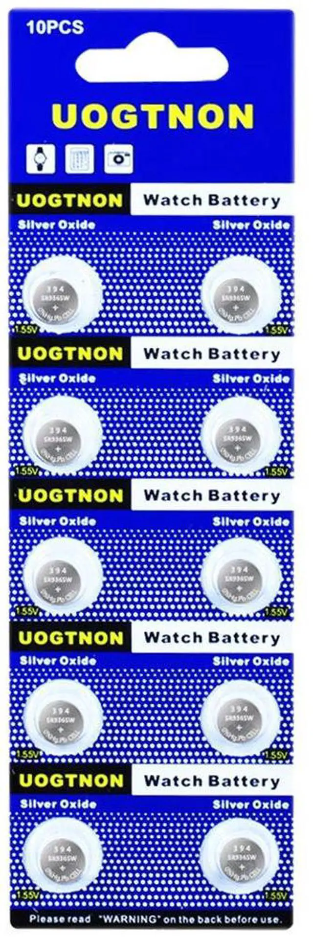 Main image of _Mega Brand 394 SR936SW Watch Battery 1.55V Silver Oxide Button Cell (10-Pack)