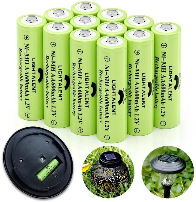 Main image of _Mega Brand Ni-MH AA Rechargeable Batteries, Double A High Capacity 1.2V Pre-Charged Battery for Outdoor Solar Lights(AA-600mAh-12pack)