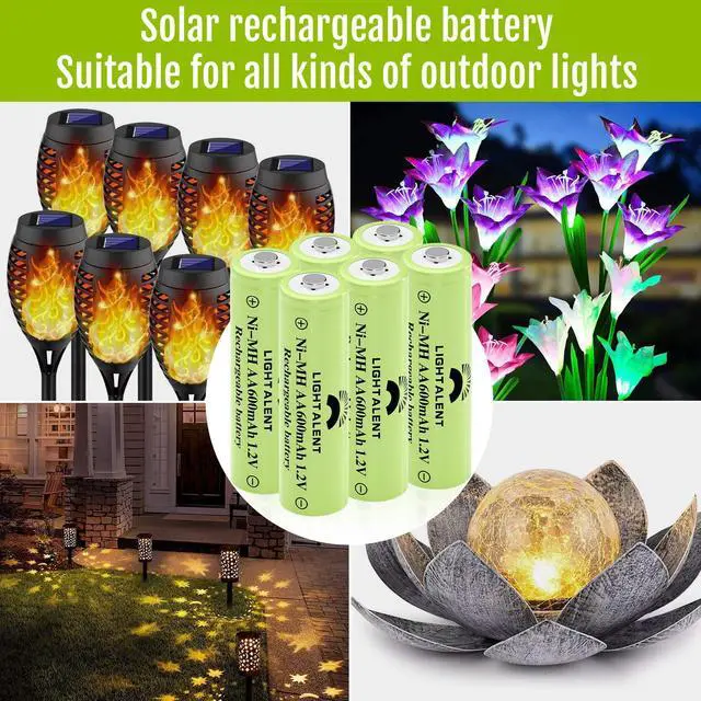 Alt view image 2 of 7 - _Mega Brand Ni-MH AA Rechargeable Batteries, Double A High Capacity 1.2V Pre-Charged Battery for Outdoor Solar Lights(AA-600mAh-12pack)