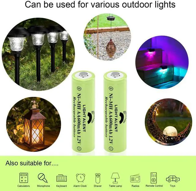 Alt view image 3 of 7 - _Mega Brand Ni-MH AA Rechargeable Batteries, Double A High Capacity 1.2V Pre-Charged Battery for Outdoor Solar Lights(AA-600mAh-12pack)