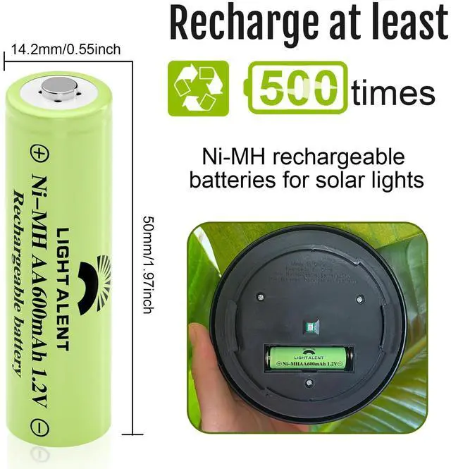 Alt view image 5 of 7 - _Mega Brand Ni-MH AA Rechargeable Batteries, Double A High Capacity 1.2V Pre-Charged Battery for Outdoor Solar Lights(AA-600mAh-12pack)