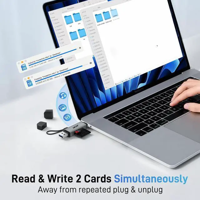 Alt view image 3 of 7 - _Mega Brand, Dual Slots USB 3.0 Type C to Micro SD Card Adapter, Memory Card Reader for MicroSD, SDHC, SDXC, Compatible with Laptop, PC, iPhone16/15, MacBook Pro/Air, iPad Pro, Android