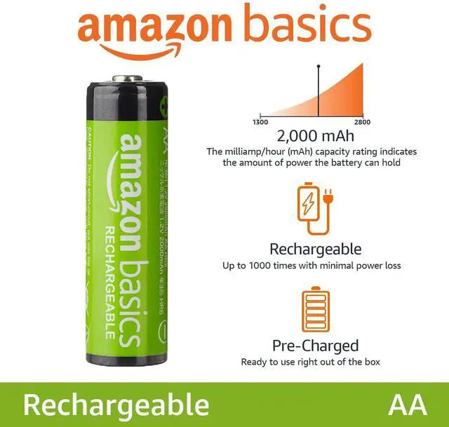 Alt view image 2 of 3 - _Mega Brand 8-Pack Rechargeable AA NiMH Batteries, 2000 mAh, 1.2V, Recharge up to 1000x Times, Pre-Charged