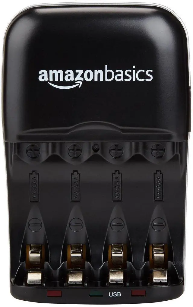 Alt view image 2 of 6 - _Mega Brand  Rechargeable Battery Charger for AA & AAA Nickel-Metal Hydride (NiMH) Batteries with USB Charging Port, Black