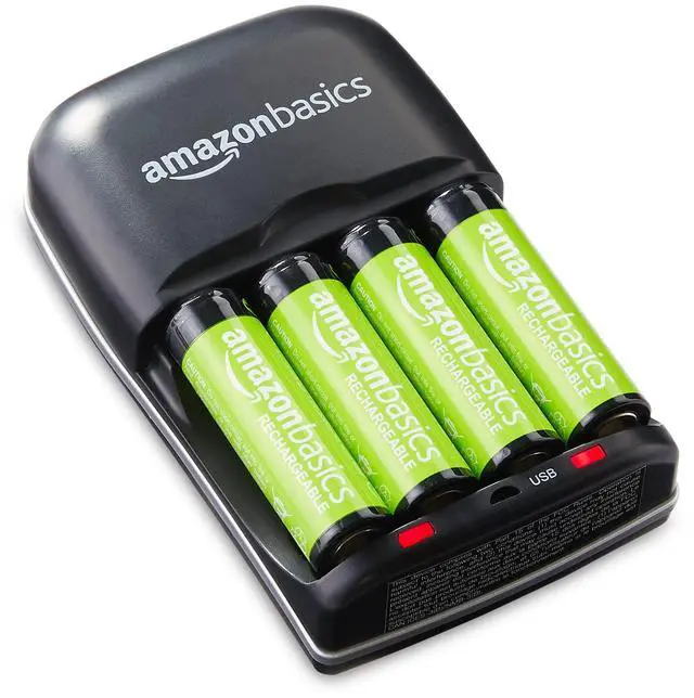 Alt view image 6 of 6 - _Mega Brand  Rechargeable Battery Charger for AA & AAA Nickel-Metal Hydride (NiMH) Batteries with USB Charging Port, Black