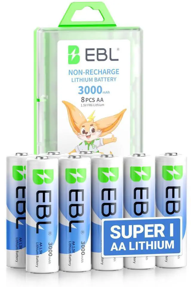 Main image of _Mega Brand 8 Pack 3000mAh 1.5V Lithium AA Batteries - High Performance Non-Rechargeable Super AA Lithium Batterries Constant Volt for High-Tech Devices (Non-Rechargeable Batteries)