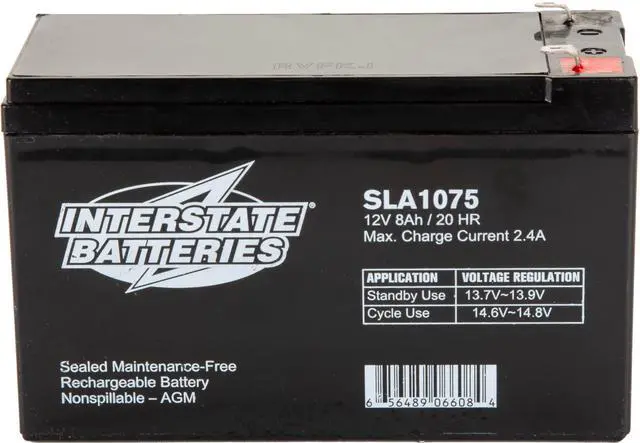 Main image of _Mega Brand 12V 8Ah Battery (SLA1075) Sealed Lead Acid Rechargeable SLA AGM (F1 Terminal) Wireless Internet UPS Systems, FIOS, SP12-7