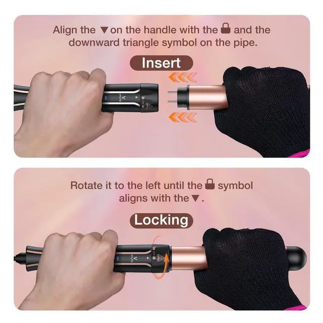 Alt view image 4 of 6 - _Mega Brand 5 in 1 Curling Iron Set-Instant Heat Hair Curling Wand Set with Curling Brush,4 Interchangeable Ceramic Wands (0.35-1.25) and Heat Protective Glove & 2 Clips for Girls and Women