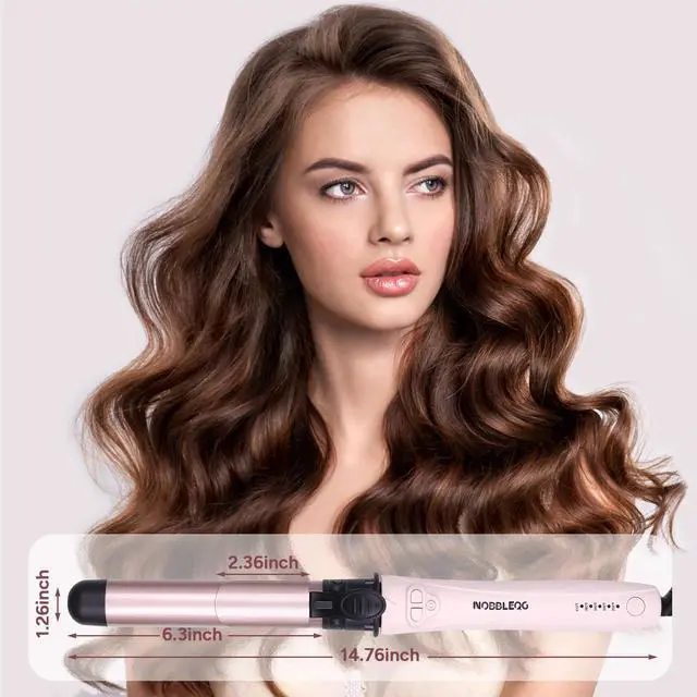 Alt view image 2 of 7 - _Mega Brand Rotating Curling Iron, Global Voltage Automatic Curling Iron with Clamp, 5 Heat Settings 360° Rotatable Power Cord, Automatic Reset Function Hair Curler Automatic Rotating