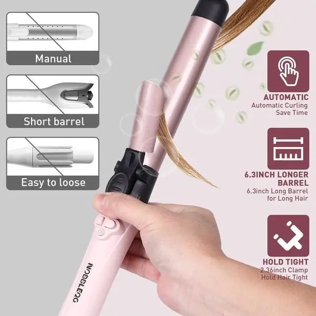 Alt view image 6 of 7 - _Mega Brand Rotating Curling Iron, Global Voltage Automatic Curling Iron with Clamp, 5 Heat Settings 360° Rotatable Power Cord, Automatic Reset Function Hair Curler Automatic Rotating