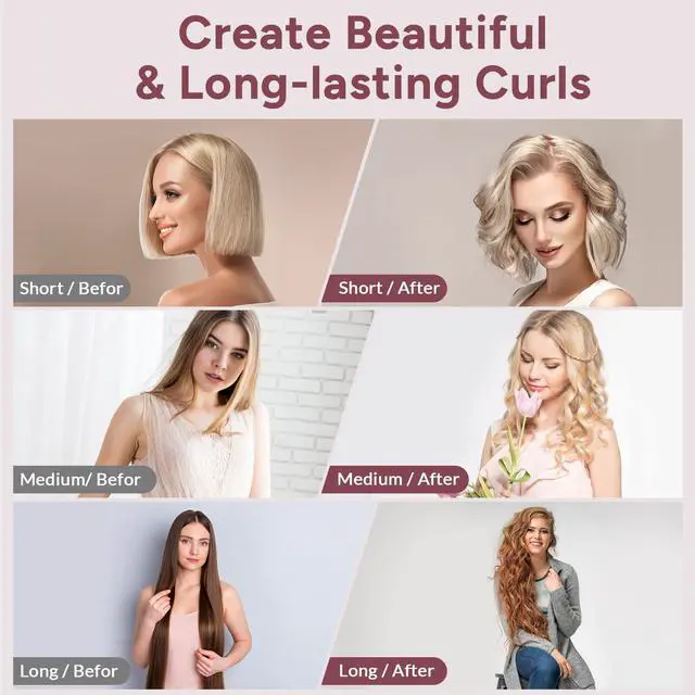 Alt view image 7 of 7 - _Mega Brand Rotating Curling Iron, Global Voltage Automatic Curling Iron with Clamp, 5 Heat Settings 360° Rotatable Power Cord, Automatic Reset Function Hair Curler Automatic Rotating