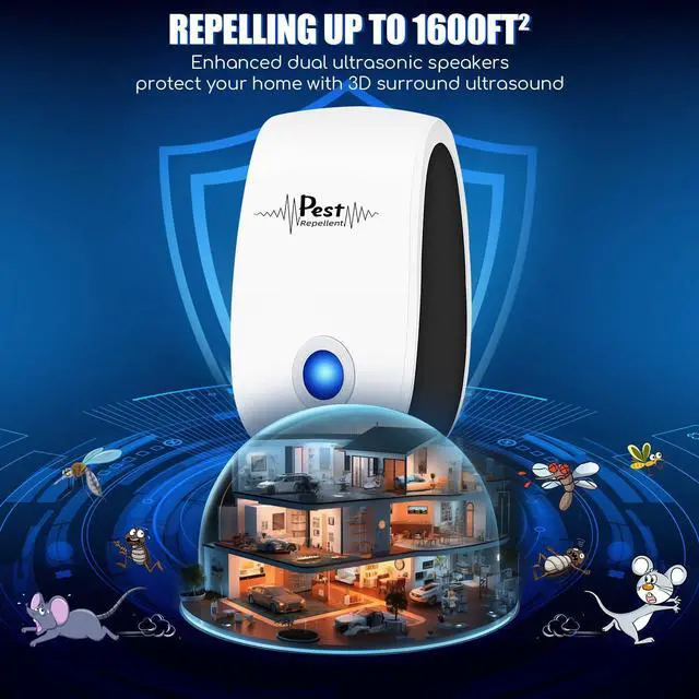 Alt view image 4 of 7 - 10Pack Ultrasonic Pest Control Repeller Electronic Mouse Repellent Ultrasonic Plug in Mice Repellent Indoor Sonic Electronic Rodent Repellent Plug in for Insect,Cockroach,Rat,Spide,AntBug
