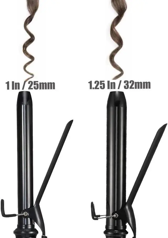 Alt view image 6 of 7 - _Mega Brand 1.25 Inch Clipped Curling Iron with Extra Long Tourmaline Ceramic Barrel, Professional 1 1/4 Inch Hair Curler up to 450°F Dual Voltage for Traveling, Hair Waving Style ToolBlack