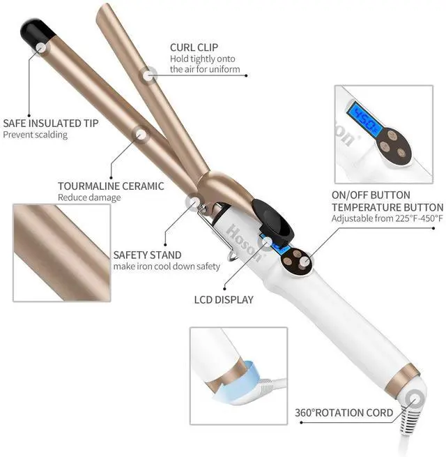 Alt view image 5 of 6 - _Mega Brand 3/4 Inch Curling Iron Professional, Ceramic Tourmaline Curl Wand Barrel, Hair Curler Iron for Short Hair,Glove Include, Glove Include, Gold