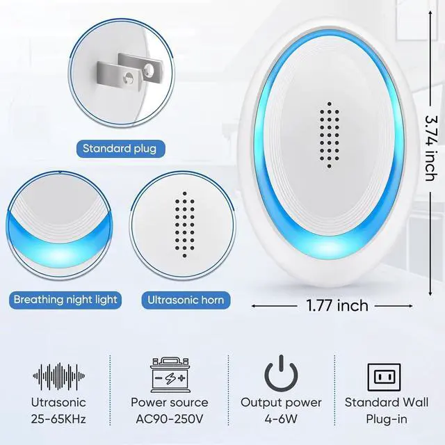 Alt view image 4 of 7 - _Mega Brand Mouse Repellent Indoor, 6 Pack Ultrasonic Pest Repeller, Roach Repellent Plug, Roach Repellent Plug for Roach, Spider, Mouse, Mosquito, Mice, Ant, Bugs Electronic Plug-in Pest Control