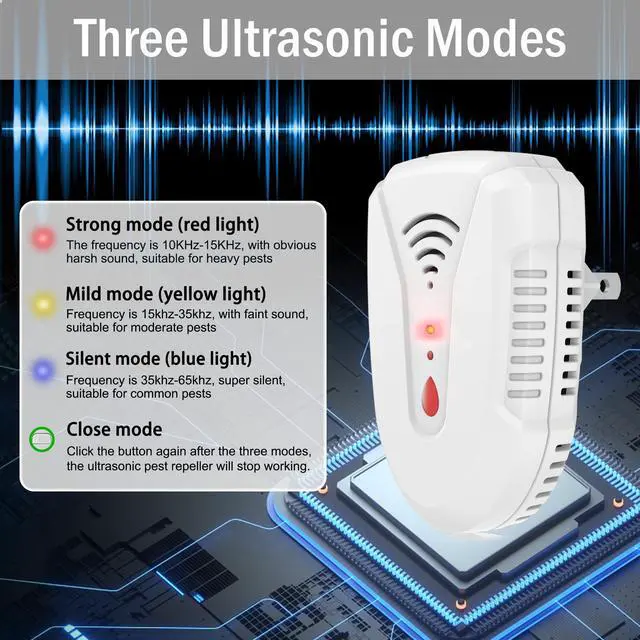Alt view image 3 of 7 - _Mega Brand  Version Ultrasonic Pest Repeller 6 Pack, Mouse Repellent Indoor Plug in, Insect Ultrasonic Repellent for Bugs Roach Insect Mice Spider Mouse Mosquito Ant, 3 Mode Switching
