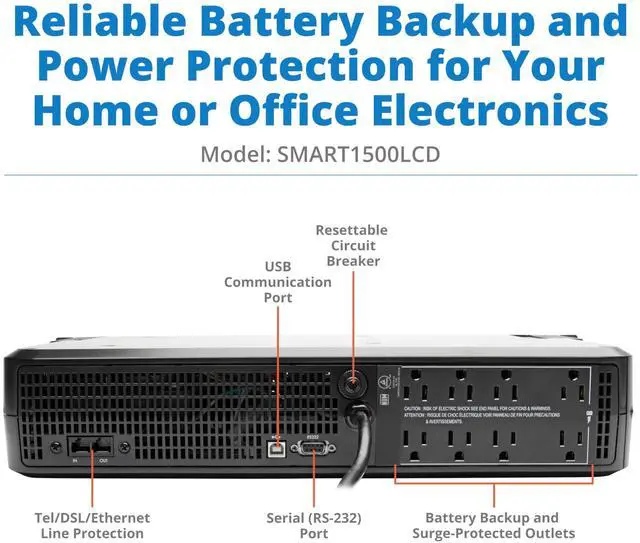 Alt view image 2 of 7 - _Mega Brand SMART1500LCD 1500VA Rack Mount UPS Battery Backup, 900W, 8 Outlets, PWM Sine Wave, Short Depth 2U Rackmount UPS, AVR, LCD Screen