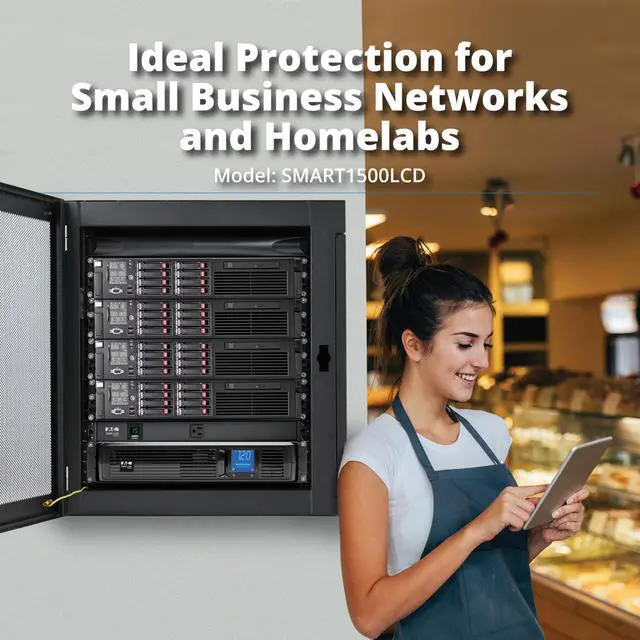 Alt view image 3 of 7 - _Mega Brand SMART1500LCD 1500VA Rack Mount UPS Battery Backup, 900W, 8 Outlets, PWM Sine Wave, Short Depth 2U Rackmount UPS, AVR, LCD Screen