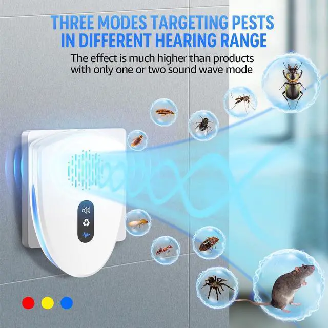 Alt view image 5 of 7 - 2026 Upgraded Ultrasonic Pest Control Repeller, Mouse Repellent Indoor for Spider Bugs Roach Ant Mosquito Rat Mice Insect Deterrent, Mouse Rodent Repellent Ultrasonic Plug in, 3 Mode Switching, 6 Pack